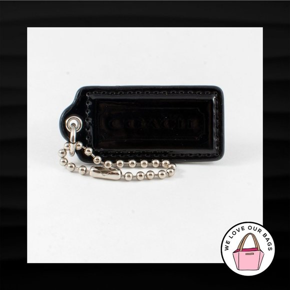 2.25" Medium COACH BLACK PATENT LEATHER KEY FOB BAG CHARM KEYCHAIN HANGTAG TAG - Picture 1 of 1